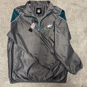 NFL Gray and Midnight Green Philadelphia Eagles Quarter-Zip Pullover
